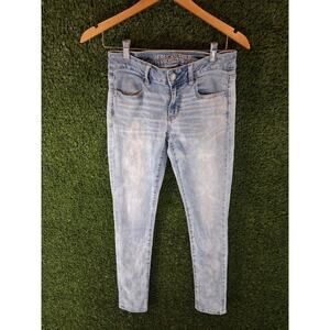 American Eagle Super Low Rise Jegging Women's 8 Regular Light Acid Wash Skinny